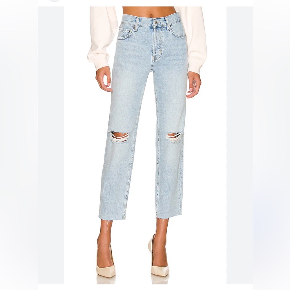 Rails Revolve Womens Atwater Slouchy Straight Leg Jeans Size 25 Distressed